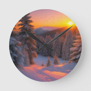 Weihnachten Sonnenuntergang Runde Wanduhr