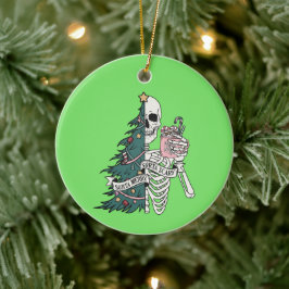Weihnachten Sorta Beängstigend Sorta Merry Skeleto Keramik Ornament