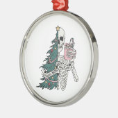 Weihnachten Sorta Beängstigend Sorta Merry Skeleto Ornament Aus Metall (Links)