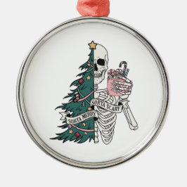 Weihnachten Sorta Beängstigend Sorta Merry Skeleto Ornament Aus Metall