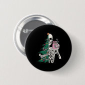 Weihnachten Sorta Merry Sorta Beängstigend Skeleto Button (Vorne & Hinten)