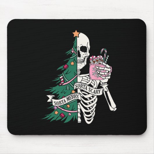 Weihnachten Sorta Merry Sorta Beängstigend Skeleto Mousepad (Vorne)
