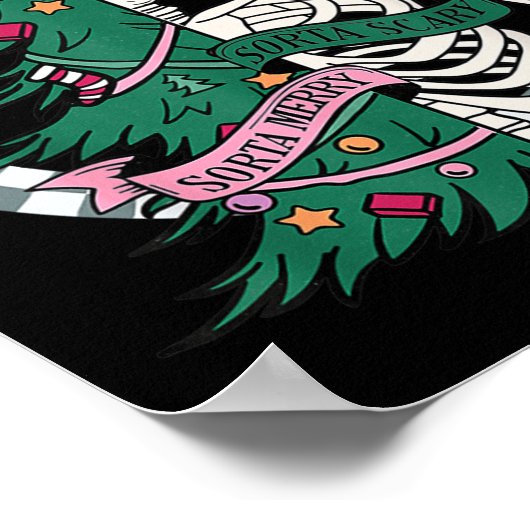 Weihnachten Sorta Merry Sorta Beängstigend Skeleto Poster (Ecke)