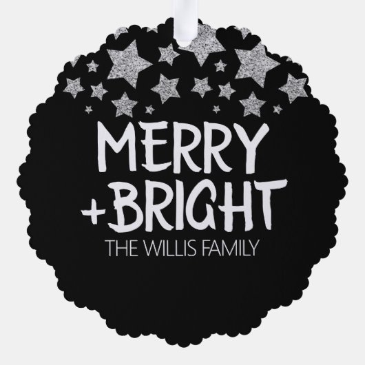 Weihnachten Sparkle Stars fröhlich heller Familien Ornament Karte (Rückseite)