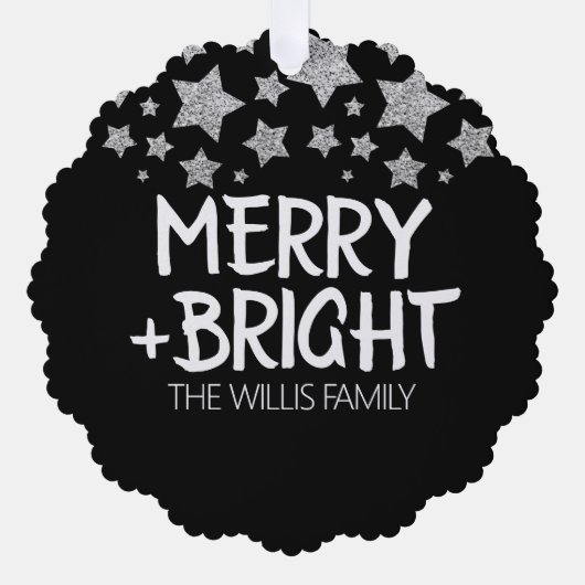 Weihnachten Sparkle Stars fröhlich heller Familien Ornament Karte (Vorderseite)