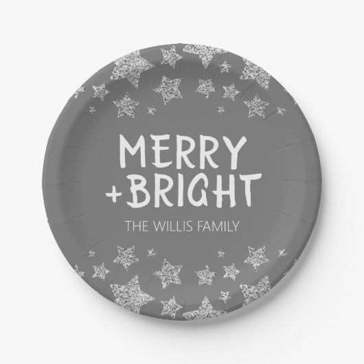Weihnachten Sparkle Stars fröhlich heller Familien Pappteller (Vorderseite)