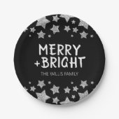 Weihnachten Sparkle Stars fröhlich heller Familien Pappteller (Vorderseite)