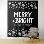 Weihnachten Sparkle Stars fröhlich heller Familien Wandteppich (Beispiel)