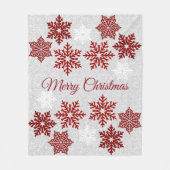 Weihnachten Sparkling Rote Schneeflocken Fleecedecke (Vorderseite)