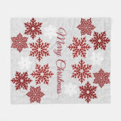 Weihnachten Sparkling Rote Schneeflocken Fleecedecke (Vorderseite (Horizontal))