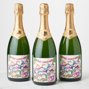 Weihnachten Sparkling Weinetikett Snowman Party Fu Schaumweinetikett