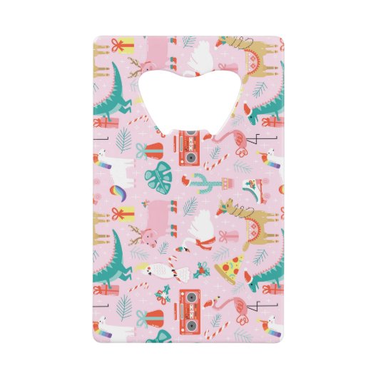 Weihnachten Spaß: Tiernahtloses Muster. Geldbeutel Flaschenöffner (Vorderseite)