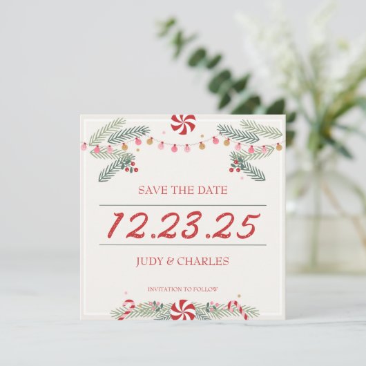 Weihnachten speichern Sie die Datumskarten Save The Date (Stehend Vorderseite)