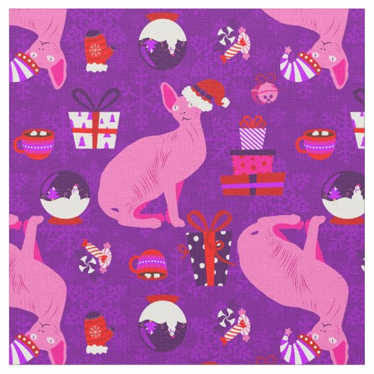 Weihnachten-Sphynx Stoff (Nahaufnahme)