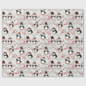 Weihnachten spielerisch Peppermint Pinguine Geschenkpapier (Flach)
