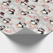 Weihnachten spielerisch Peppermint Pinguine Geschenkpapier (Ecke)