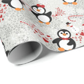 Weihnachten spielerisch Peppermint Pinguine Geschenkpapier (Rolleneckpunkt)