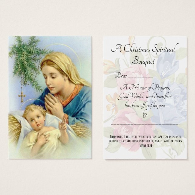 Weihnachten Spirituelle Bouquet Gebet Heilige Kart (Vorne & Hinten)