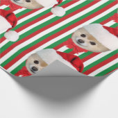 Weihnachten, Spitz-Hund, Weihnachtsmannmütze Geschenkpapier (Ecke)