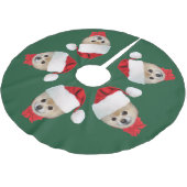 Weihnachten, Spitz-Hund, Weihnachtsmannmütze Polyester Weihnachtsbaumdecke (Schrägansicht)