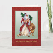 Weihnachten - St. Nicolas, Löwe, Kaninchenkarte (Vorderseite)