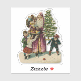Weihnachten St. Nikolaus & Kinder viktorianischer  Aufkleber