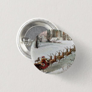 Weihnachten, St. Nikolaus mit Rentier Button