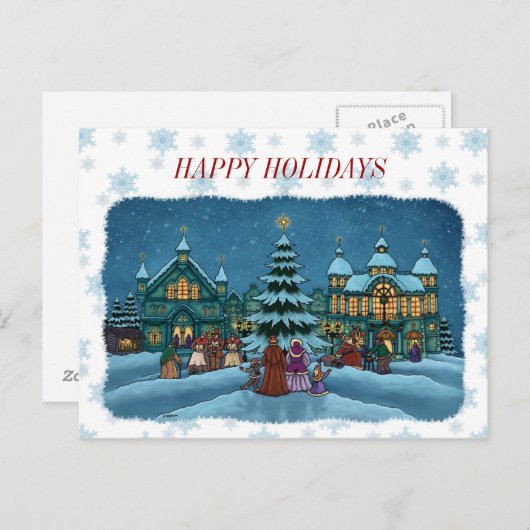 Weihnachten Stadt Postcard verschneiten Rand & Tex (Vorne/Hinten)