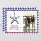Weihnachten Starfish Ornament Gingham Foto (Vorne/Hinten)