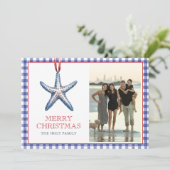 Weihnachten Starfish Ornament Gingham Foto (Stehend Vorderseite)