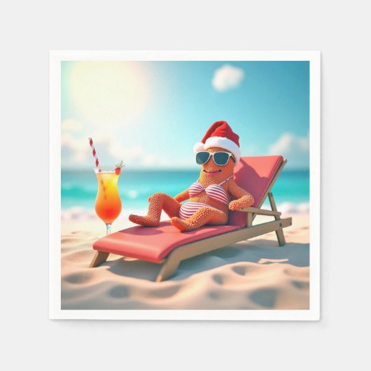 Weihnachten Starfish Sonnenbaden in einem Bikini Serviette (Vorderseite)