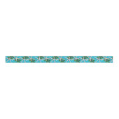 Weihnachten Starfish und Holly Aqua Blue Ripsband (Vorderseite)