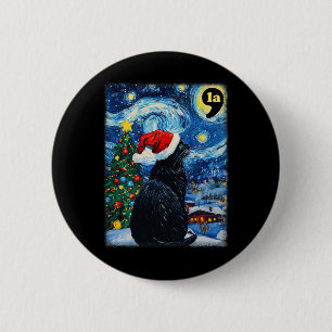 Weihnachten Starry Night Black Cat Comma La Kamala Button