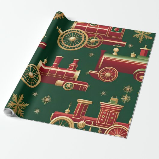 Weihnachten Steampunk-Lokomotive Geschenkpapier (Ungerollt)