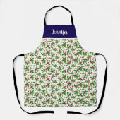 Weihnachten Stechpalme Beeren Monogramm Name Schürze (Vorderseite)
