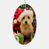 Weihnachten - Steinhaufen Terrier - Roxy Keramik Ornament (Rechts)