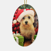 Weihnachten - Steinhaufen Terrier - Roxy Keramik Ornament (Links)