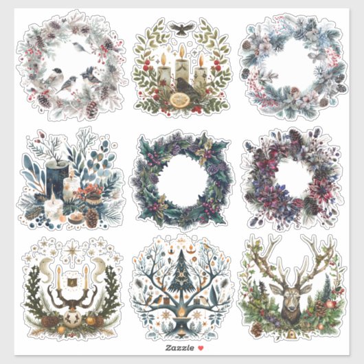 Weihnachten Sticker Set | Gothic, Pagan, Nordic, S (Blatt)