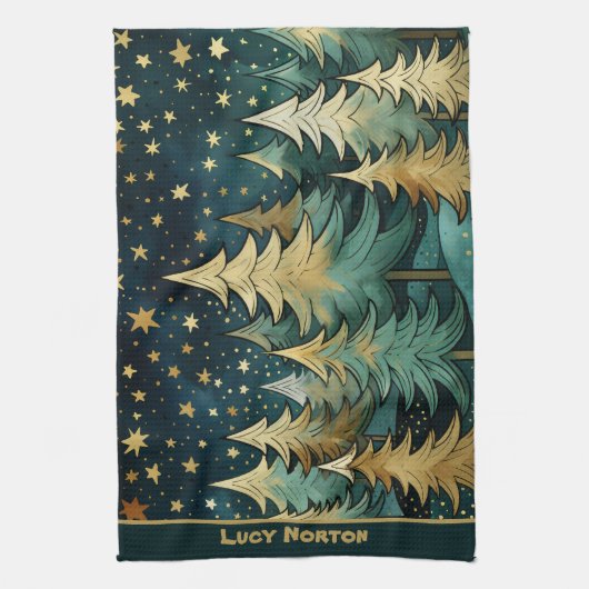 Weihnachten Stille heilige und sternige Nacht Geschirrtuch (Vertikal)