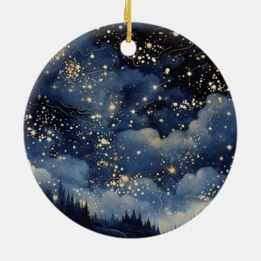 Weihnachten Stille heilige und sternige Nacht Keramik Ornament (Hinten)