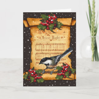 Weihnachten: Stille NachtNoten, Rolle, Vogel Feiertagskarte