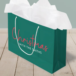 Weihnachten | Stilvolle Trendy Forest Green Große Geschenktüte