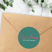 Weihnachten | Stilvolle Trendy Forest Green Runder Aufkleber