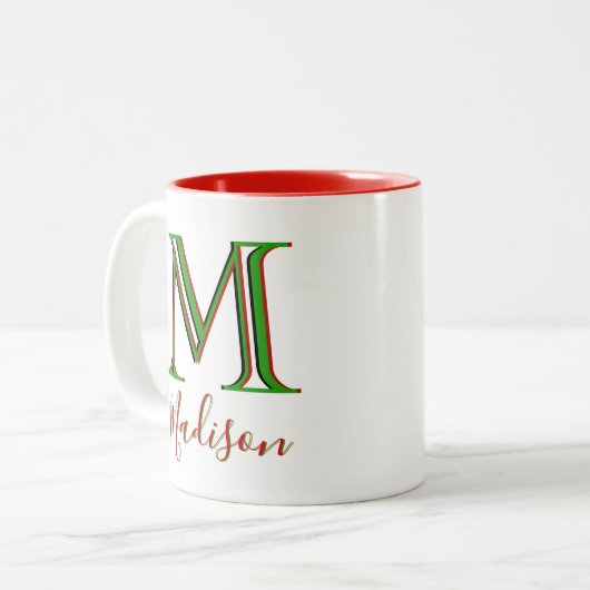 Weihnachten Stilvoller Individuelle Name 3D Monogr Zweifarbige Tasse (Vorderseite Links)