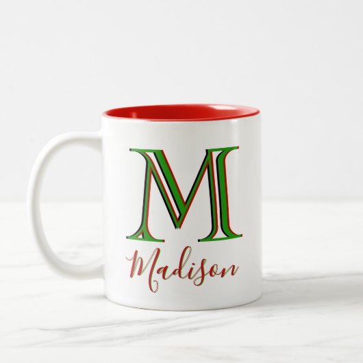 Weihnachten Stilvoller Individuelle Name 3D Monogr Zweifarbige Tasse (Links)