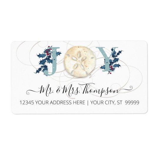 Weihnachten Strand Küste Sand Dollar Blue Script (Vorne)