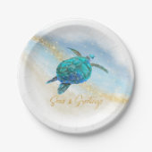 Weihnachten Strand Meer Schildkröten Meer und Grüß Pappteller (Vorderseite)