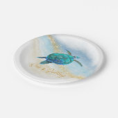 Weihnachten Strand Meer Schildkröten Meer und Grüß Pappteller (Schrägansicht)