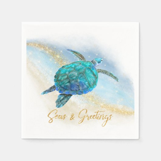 Weihnachten Strand Meer Schildkröten Meer und Grüß Serviette (Vorderseite)
