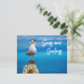 Weihnachten Strand Meer und Grüße Seagull Ozean Postkarte (Stehend Vorderseite)